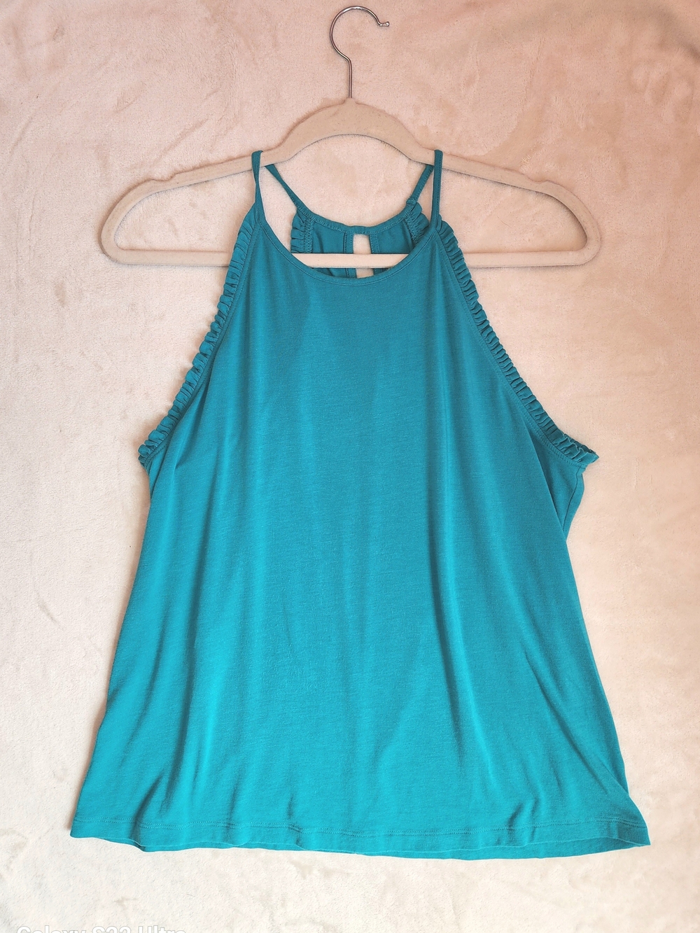 Lilly Pulitzer Teal Halter Tank with Ruffle Trim